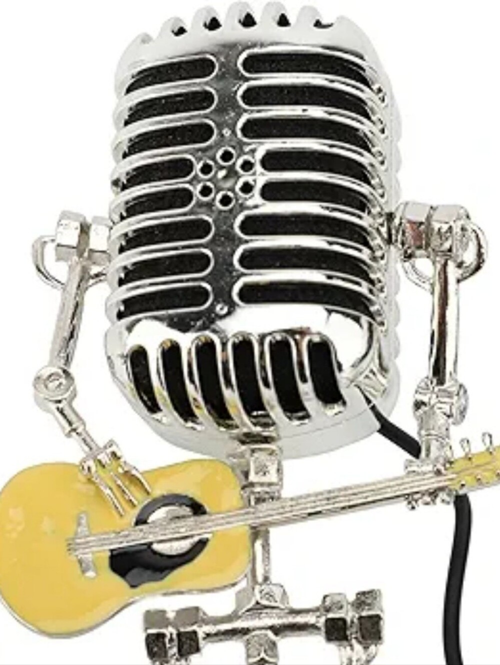 Vintage Microphone Guitar Table Lamp Aluminum - Picture 4 of 7